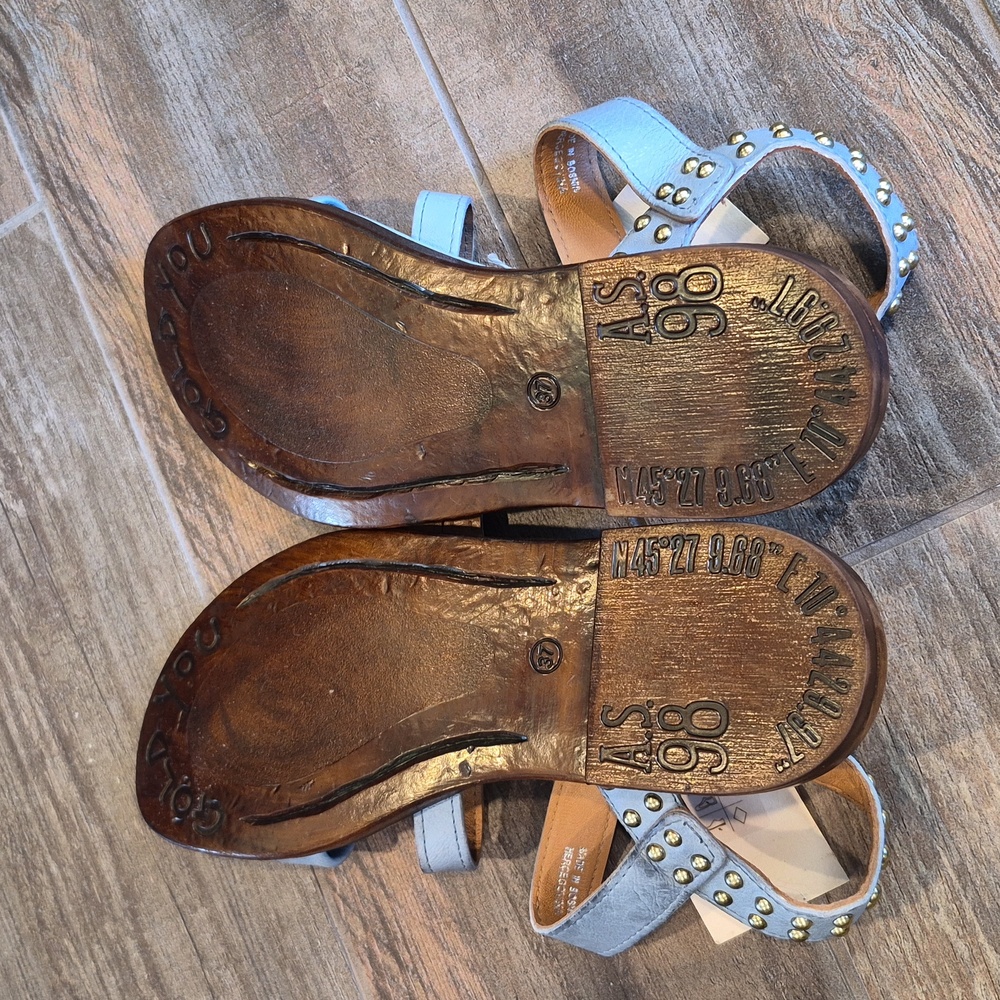 7/7.5 A.S. 98 Glenny Strappy Supple Leather Studded Detail Sandals - Picture 7 of 15